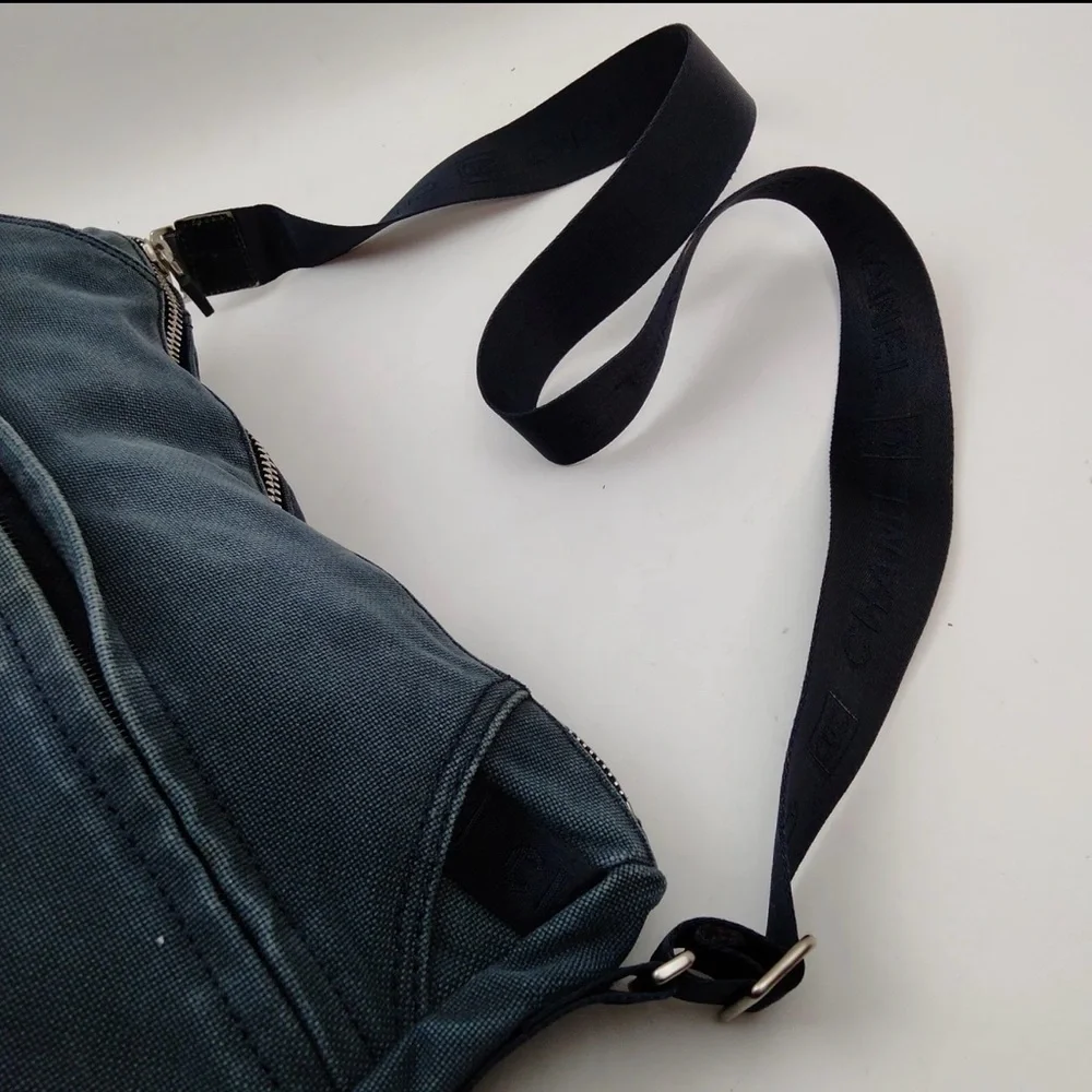 CHANEL Navy Canvas Shoulder Bag